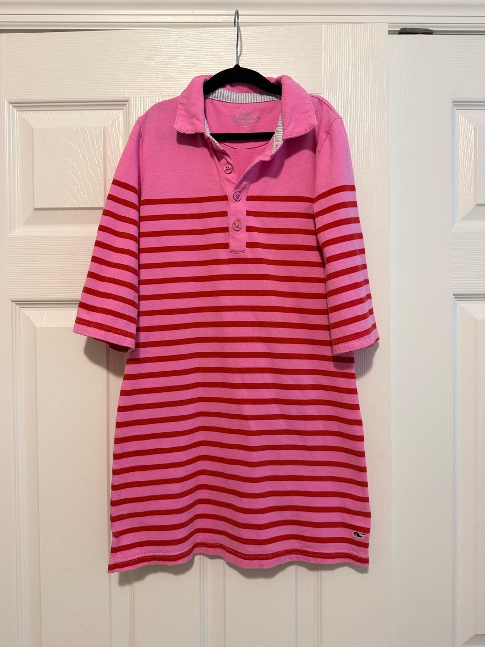 Vineyard Vines Pink and Red Striped Polo Dress